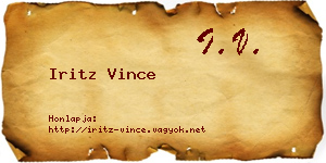 Iritz Vince névjegykártya
